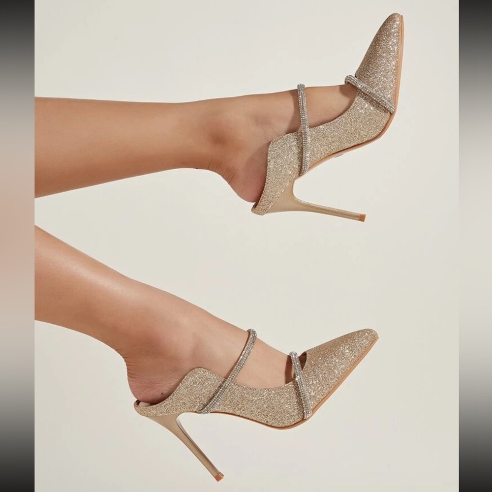 High Heel Sparkly Mules